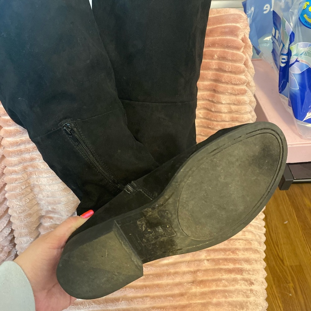 Black suede over the knee boots wide calf